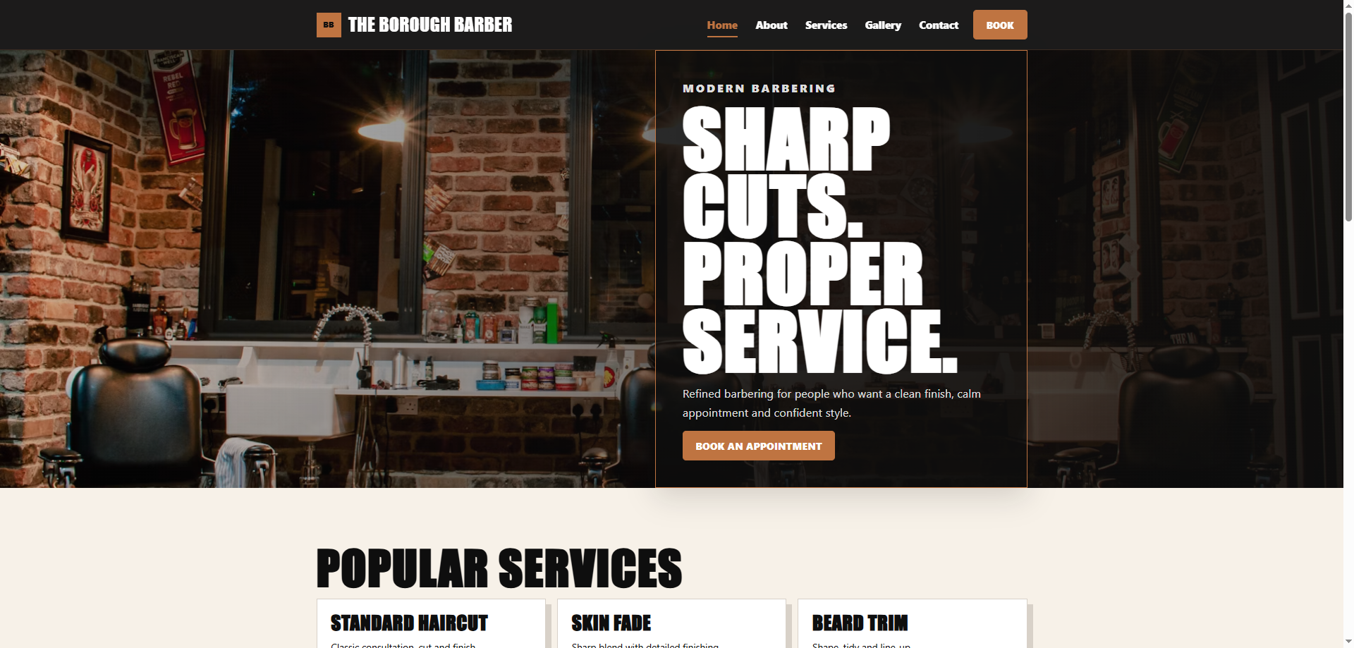 Barber website preview