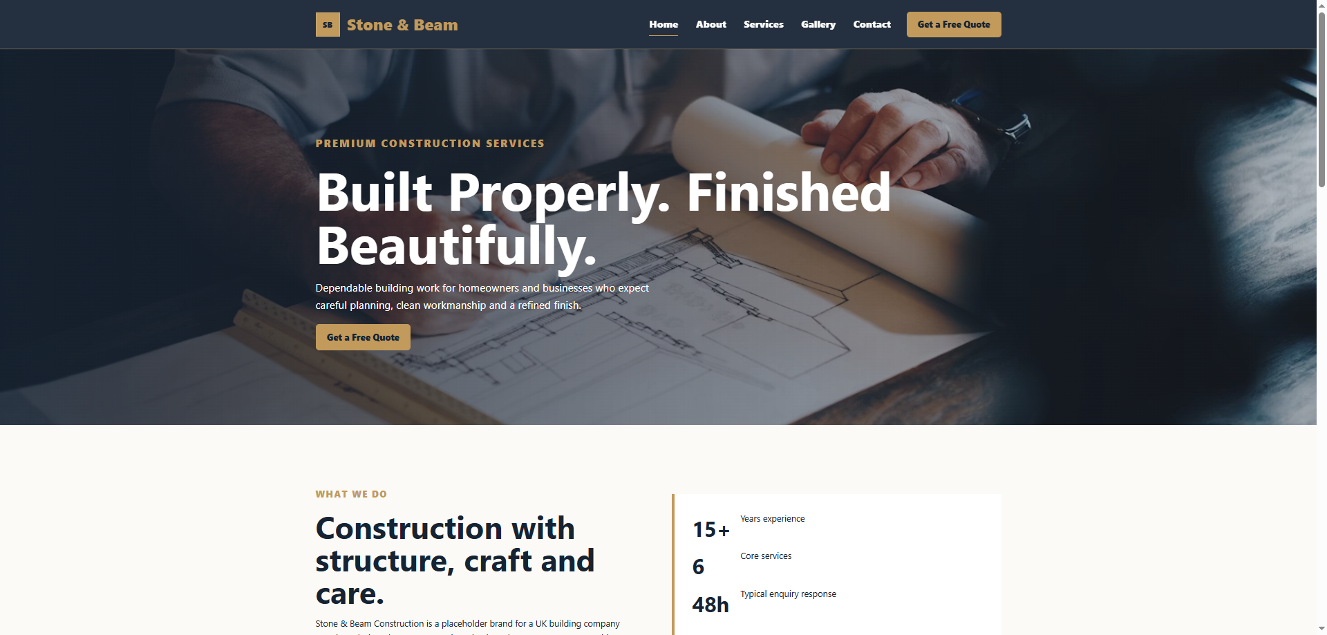 Construction company website preview